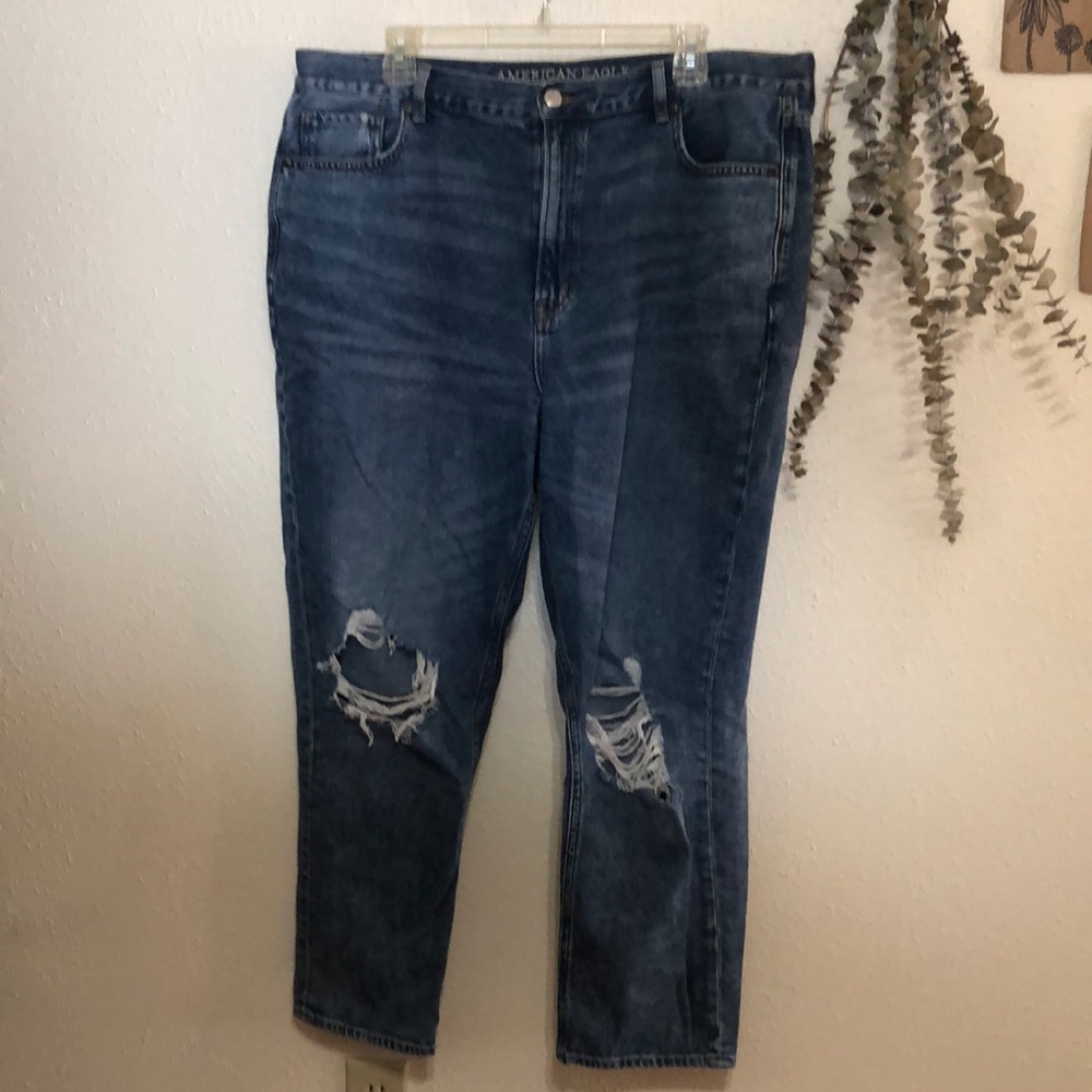 American Eagle distressed mom jeans